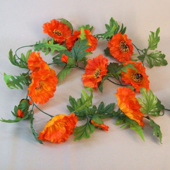 Artificial Poppies Garland Orange 180cm Artificial Flowers